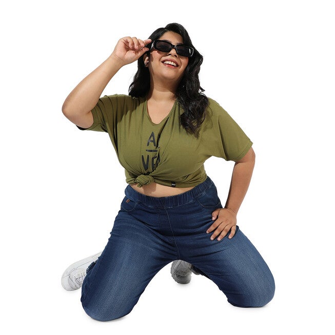 Olive Green "Adventure" Text Print Tee, , alternate image number null