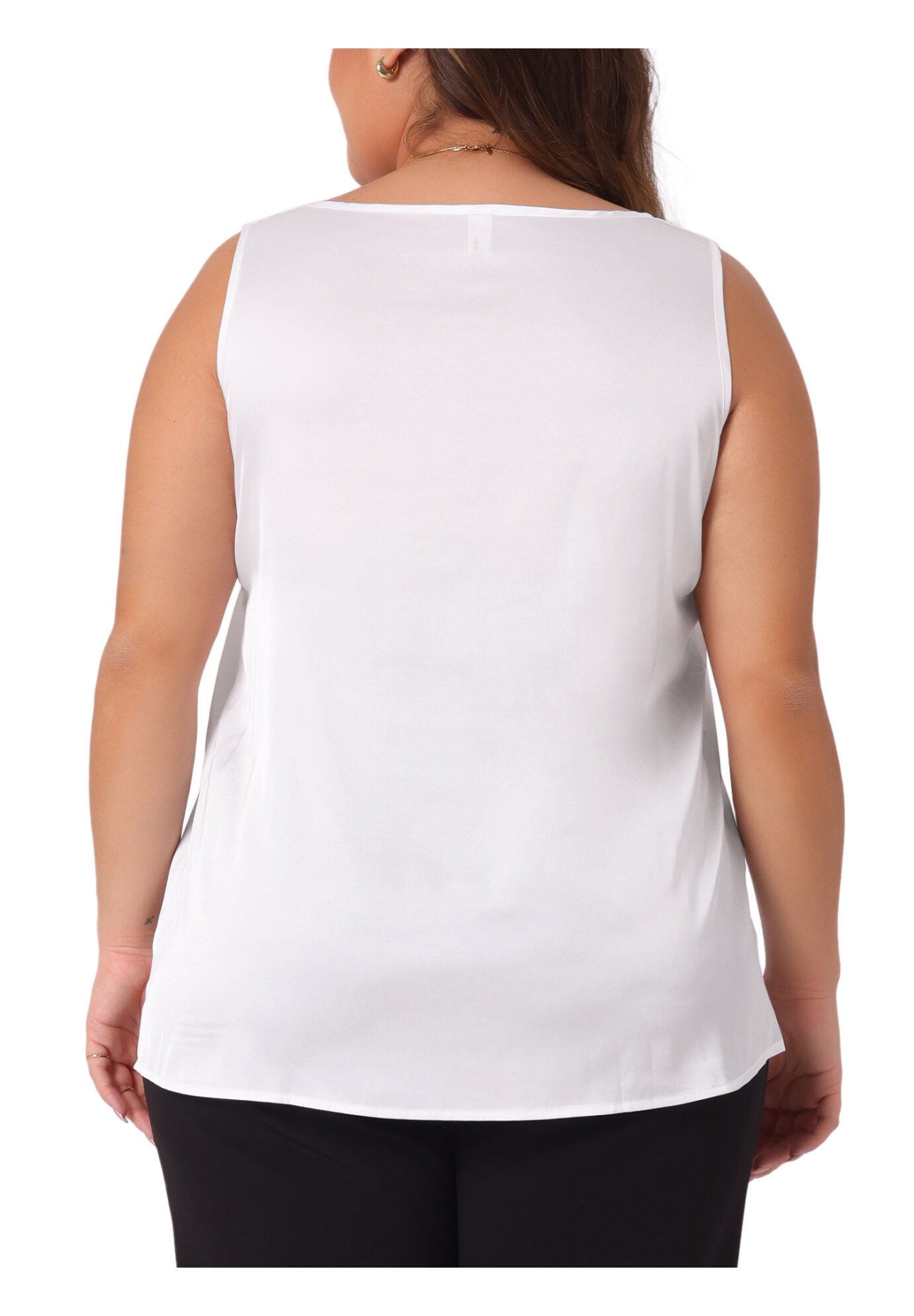 Satin Tank Top V Neck Casual Sleeveless Cami, White / White, alternate image number 3