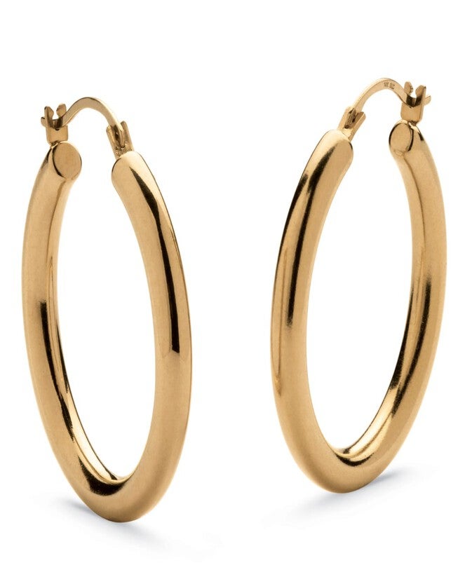 14k Gold Ultra-Lightweight Nano Diamond Resin Filled Hoop Earrings (1 7/8 inches), Yellow / Yellow, hi-res image number null