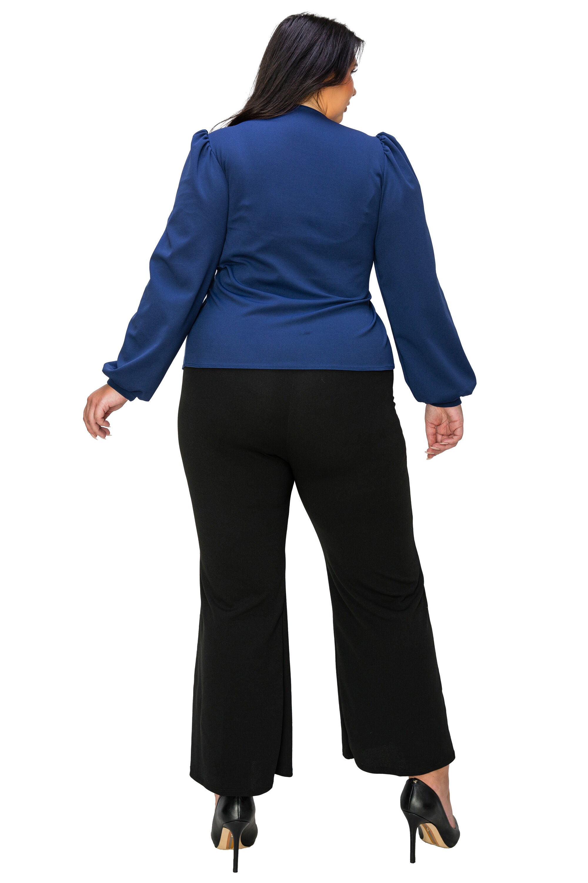 YELENA CREPE WRAP TOP, Navy / Navy, alternate image number 2