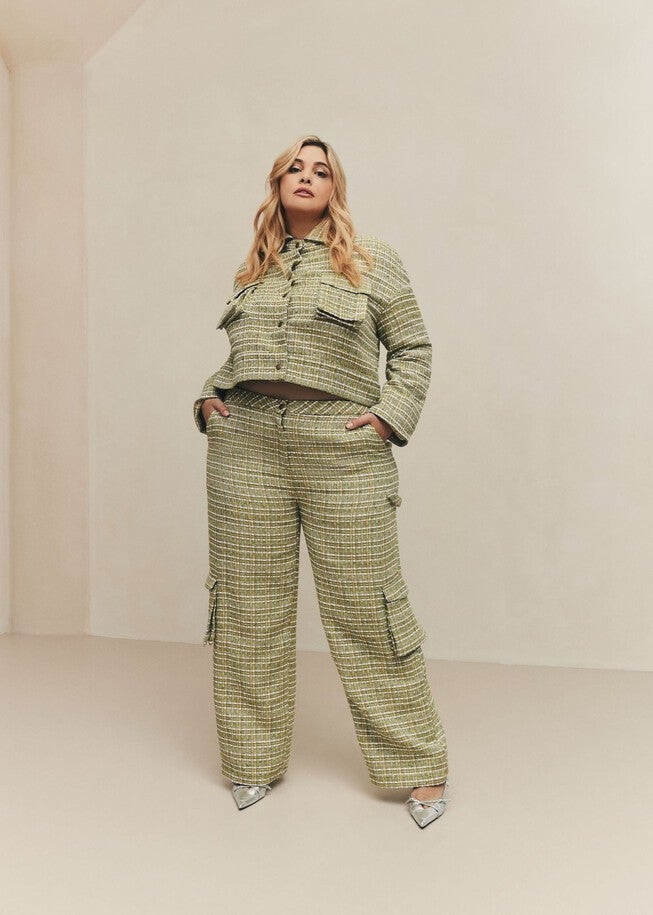 TWEED CROP JACKET, Green / Light Green, hi-res image number 0
