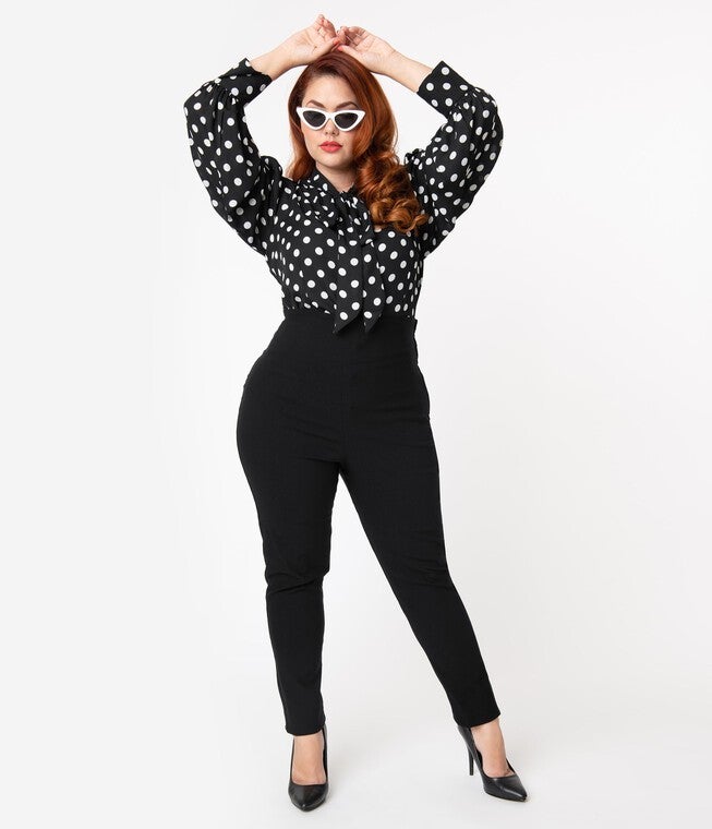 Unique Vintage 1950s Black High Waist Rizzo Cigarette Pants, , alternate image number null