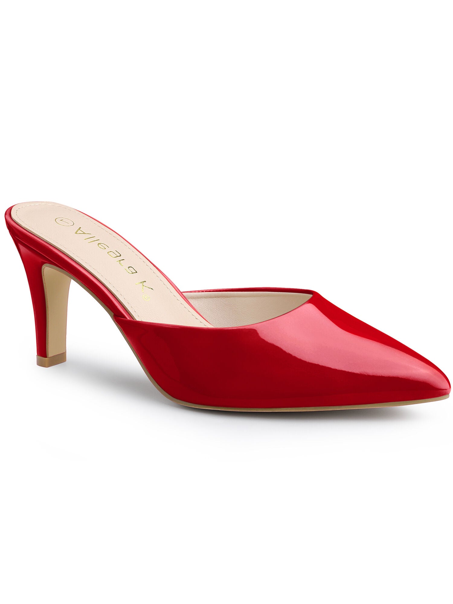 Pointed Toe Stiletto Heels Slide Mules, Red / Red, hi-res image number 0