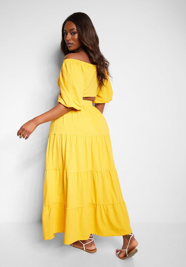 Kyra Tie Front Crop Top, Mustard / Mustard, alternate image number 3