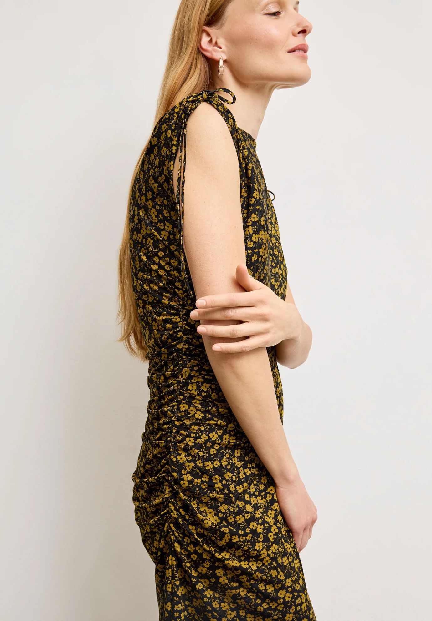 Aisling Slinky Dress - Printed Jersey, Bloom Print / Yellow, alternate image number 2