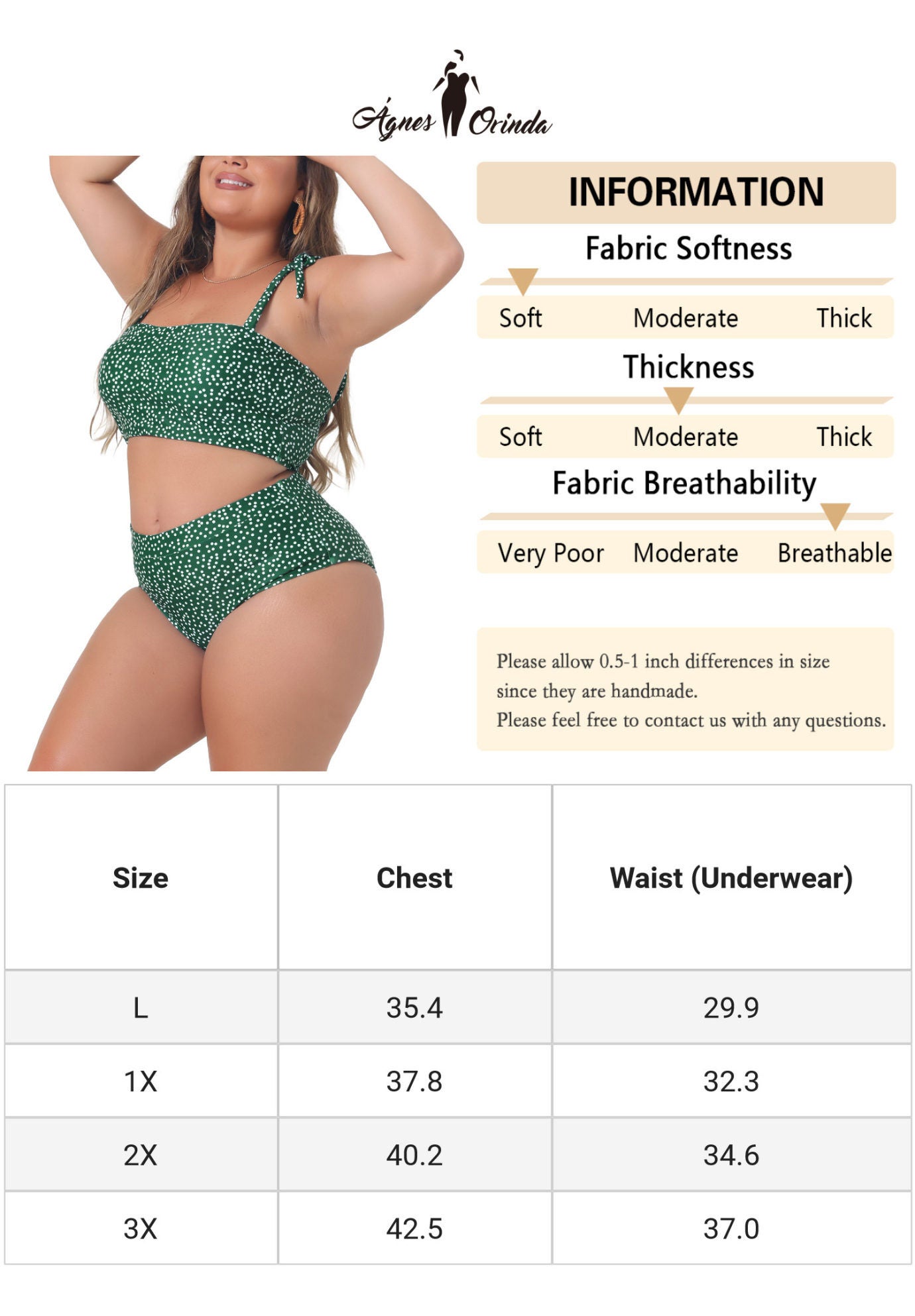 Two Piece Swimsuit Polka Dots Bikini Bandeau, Dark Green / Hunter Green, alternate image number 4