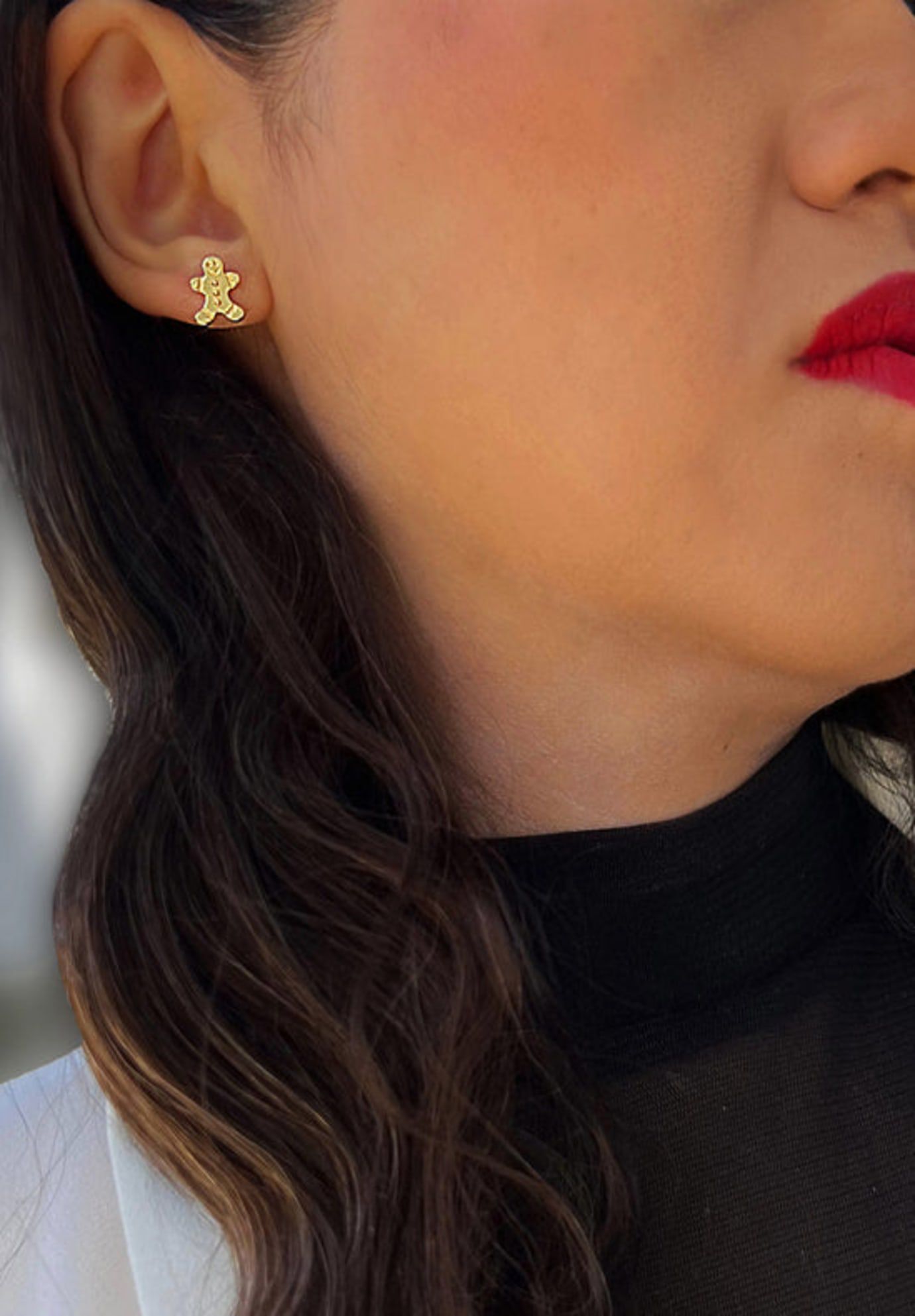 GINGERBREAD Stud Earrings, Gold / Gold, alternate image number 5