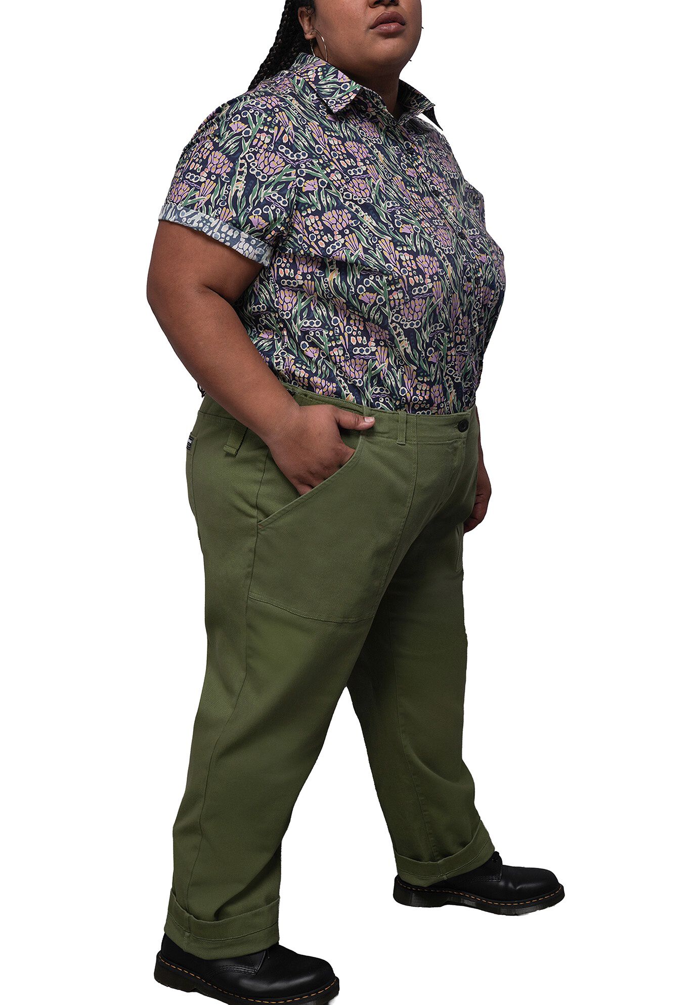 The Essential Denim Utility Pant, MOSS GREEN / Forest Green, alternate image number 1