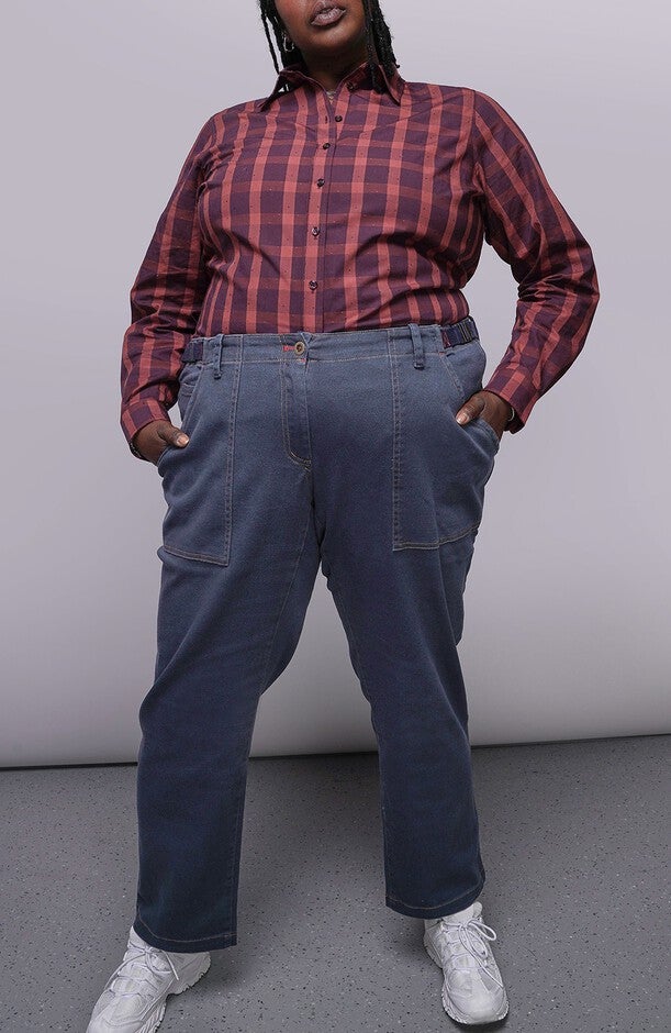 The Essential Denim Utility Pant, Navy / Medium Wash, hi-res image number 0