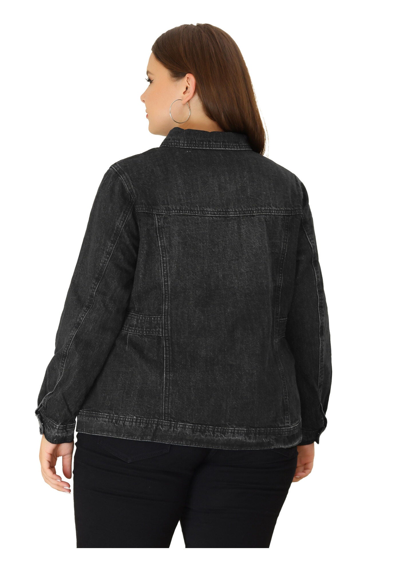 CLASSIC WASHED FRONT JEAN DENIM JACKET, Black / Black, alternate image number 3