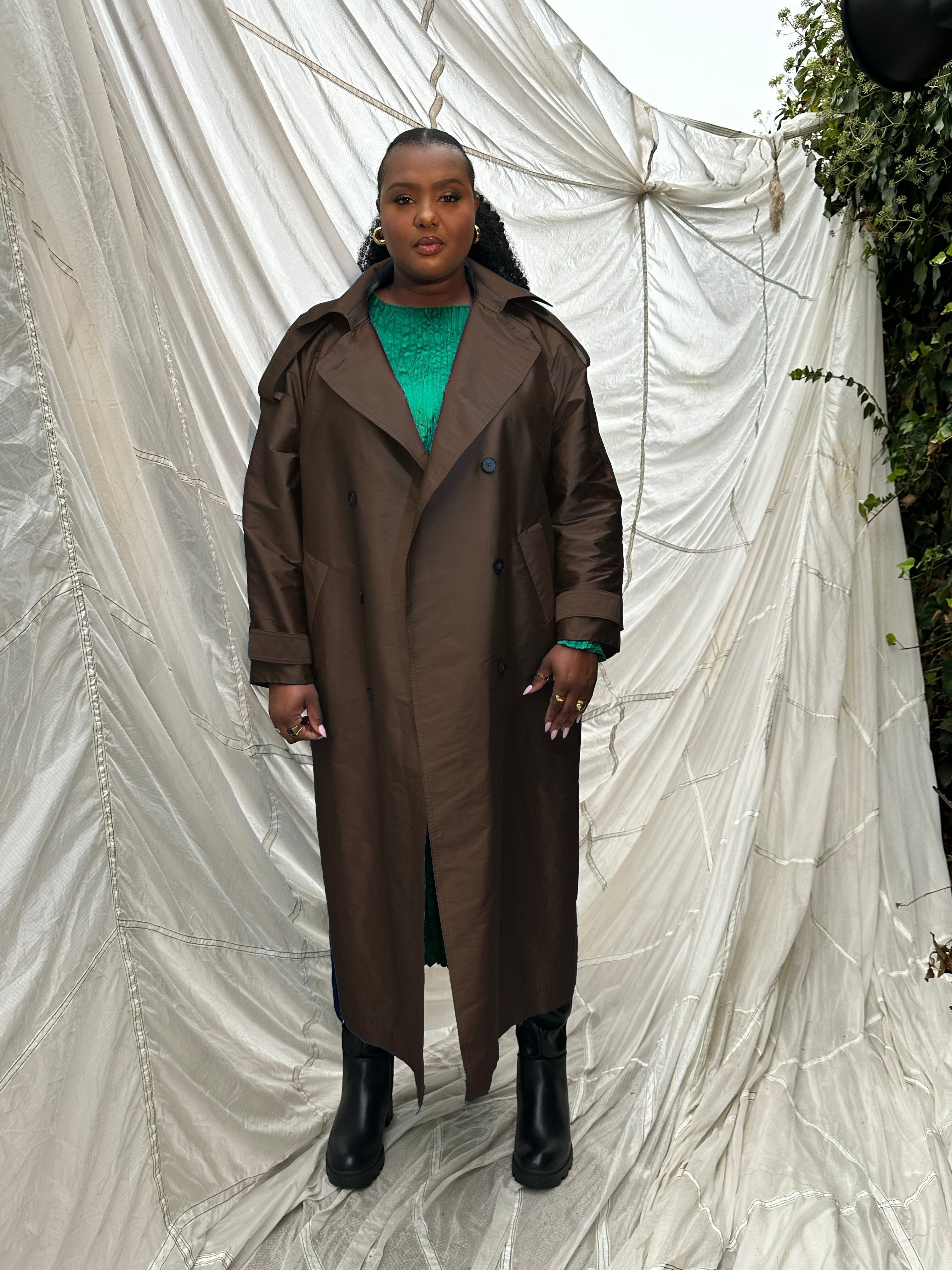 Delia Long Oversized Trench, Chocolate / Brown, alternate image number 2