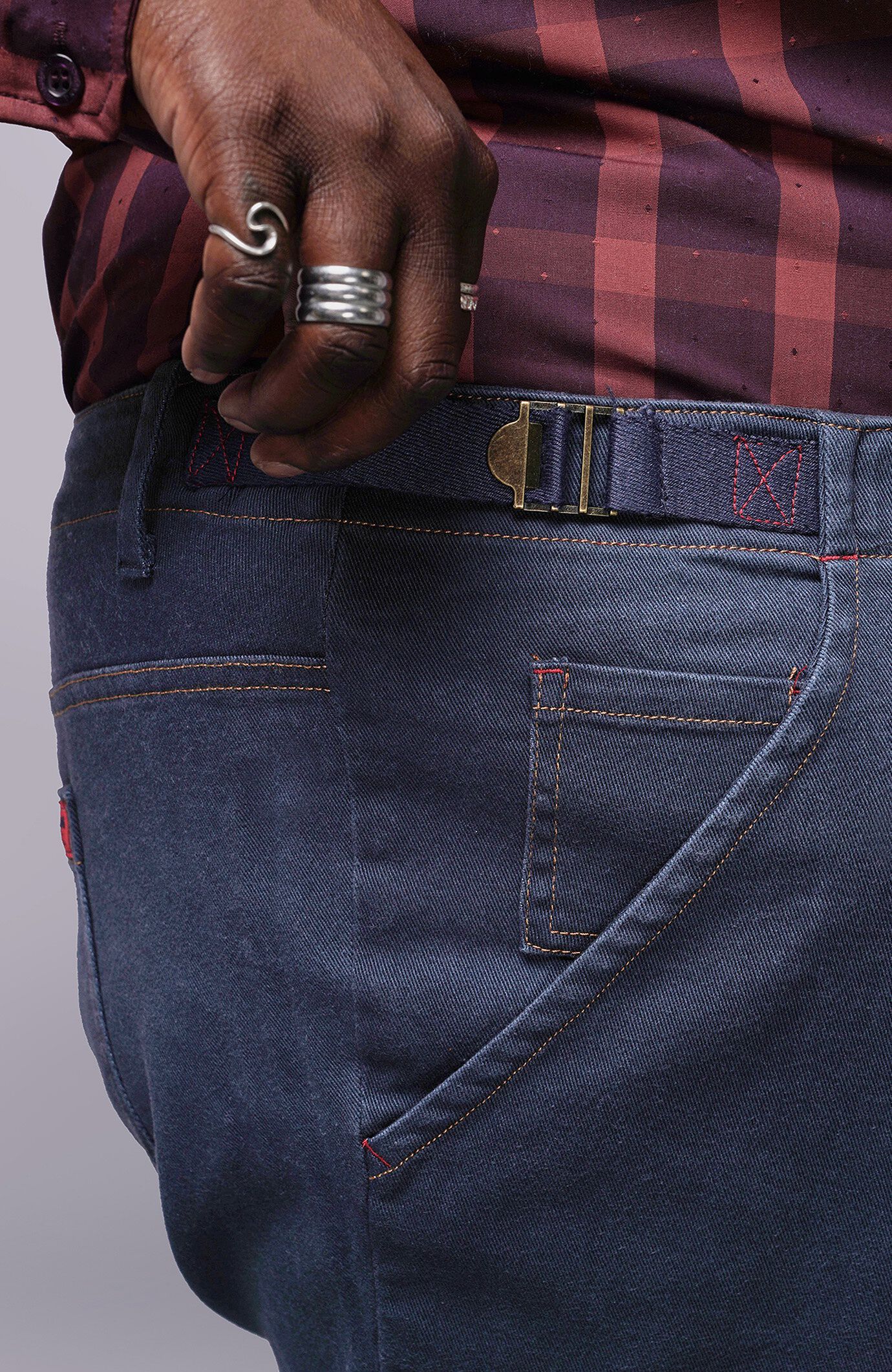 The Essential Denim Utility Pant, Navy / Medium Wash, alternate image number 3