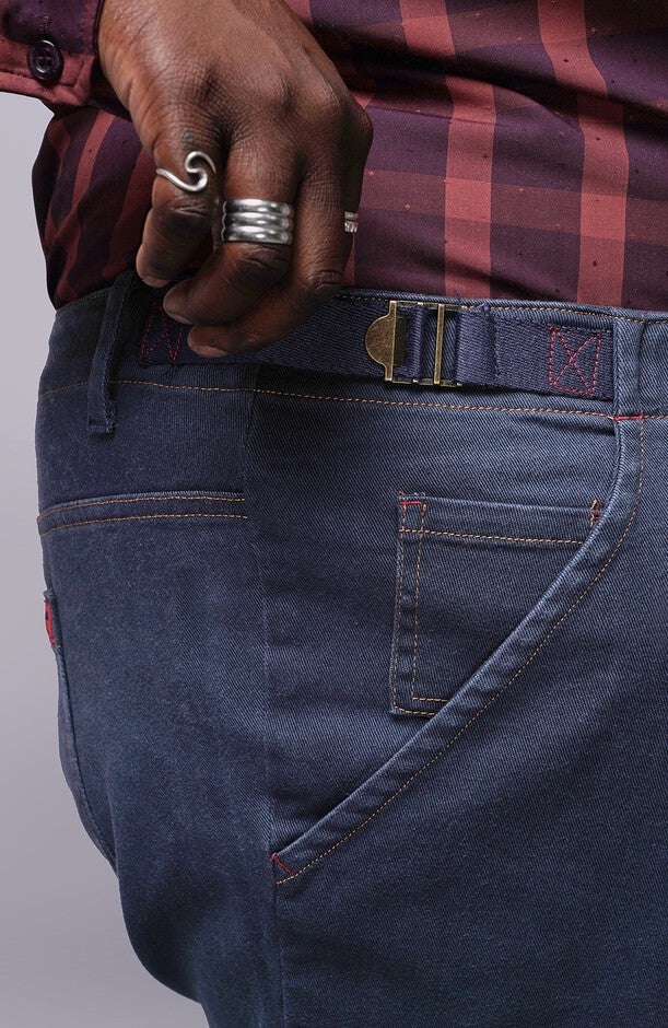 The Essential Denim Utility Pant, Navy / Medium Wash, alternate image number 3