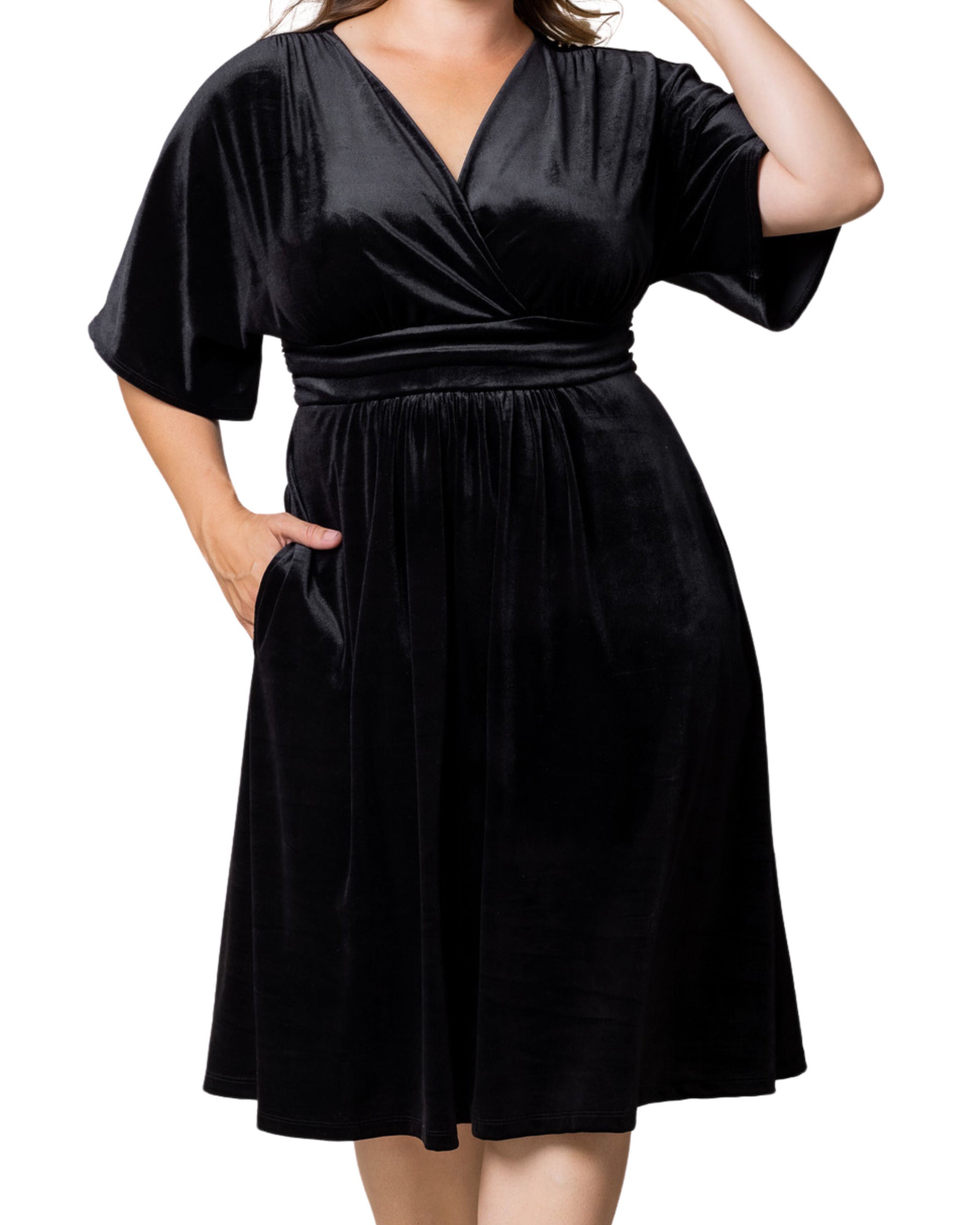 ANGELIC VELVET COCKTAIL DRESS, ONYX / Black, alternate image number 2