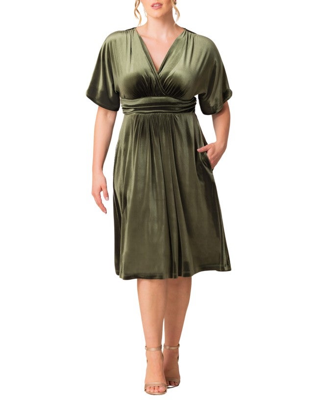 ANGELIC VELVET COCKTAIL DRESS, OLIVE / Olive Green, hi-res image number 0