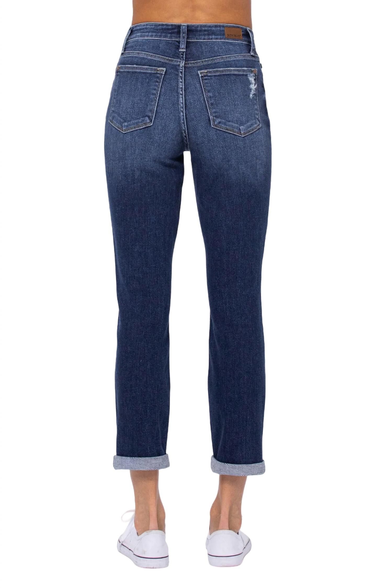 HIGH RISE CUFFED BOYFRIEND JEANS, Medium Wash / Medium Wash, alternate image number 3