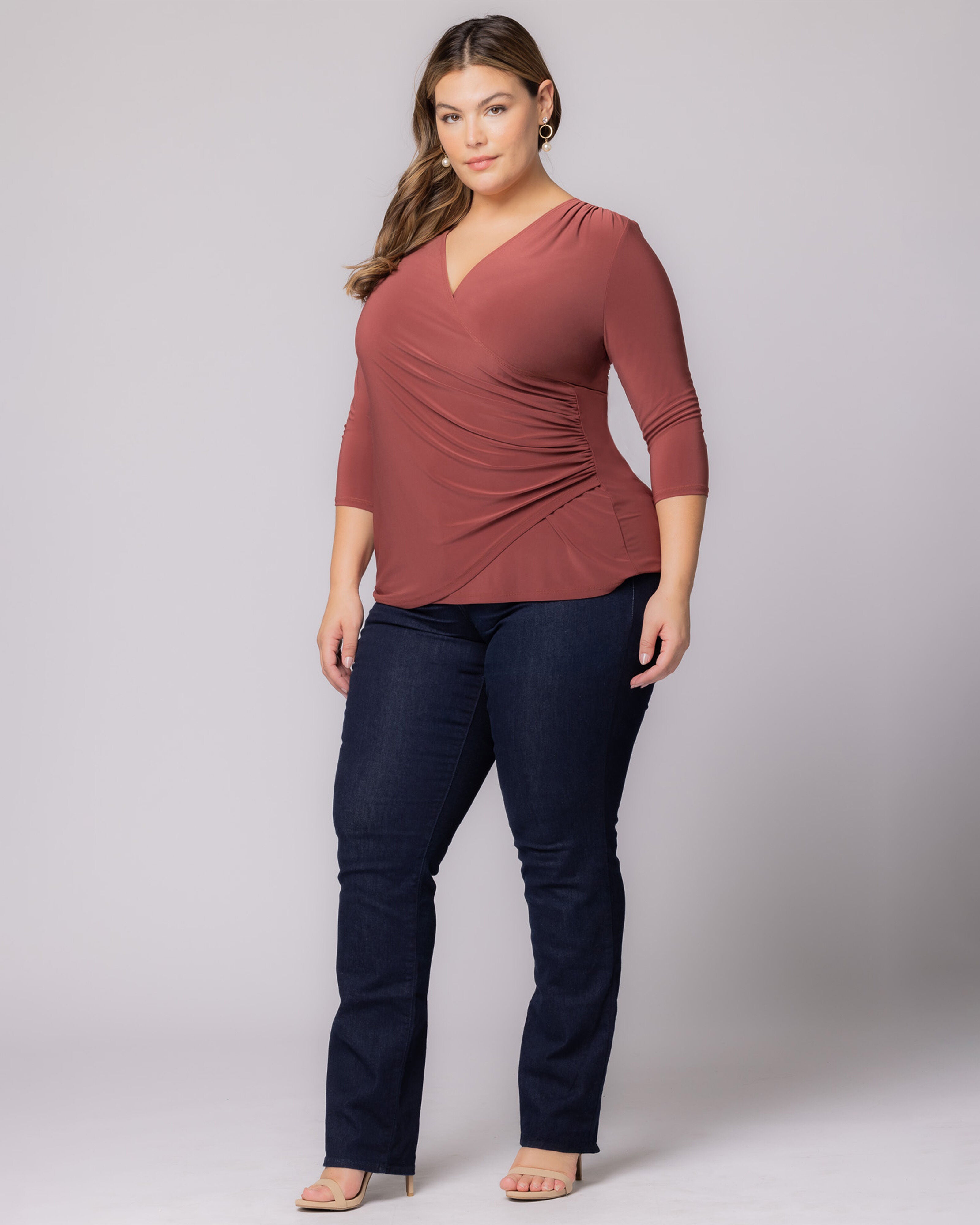 Femme Fatale Faux Wrap Top, MARSALA / Sienna, alternate image number 4