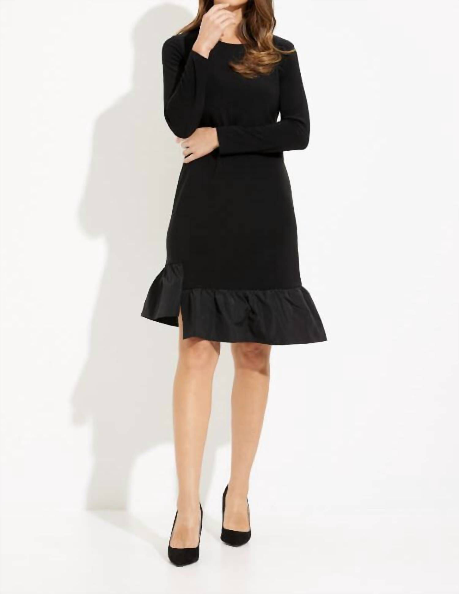 LONG SLEEVE FIT & FLARE IN BLACK, Black / Black, hi-res image number 0