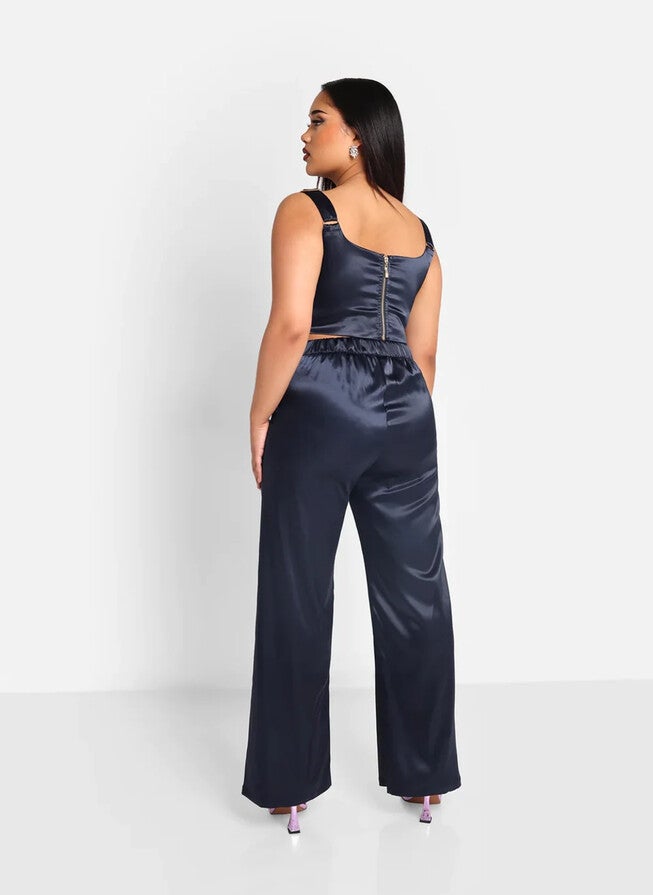 Rebdolls Women's Juliette Satin Corset Top, Blue / Navy, alternate image number 2