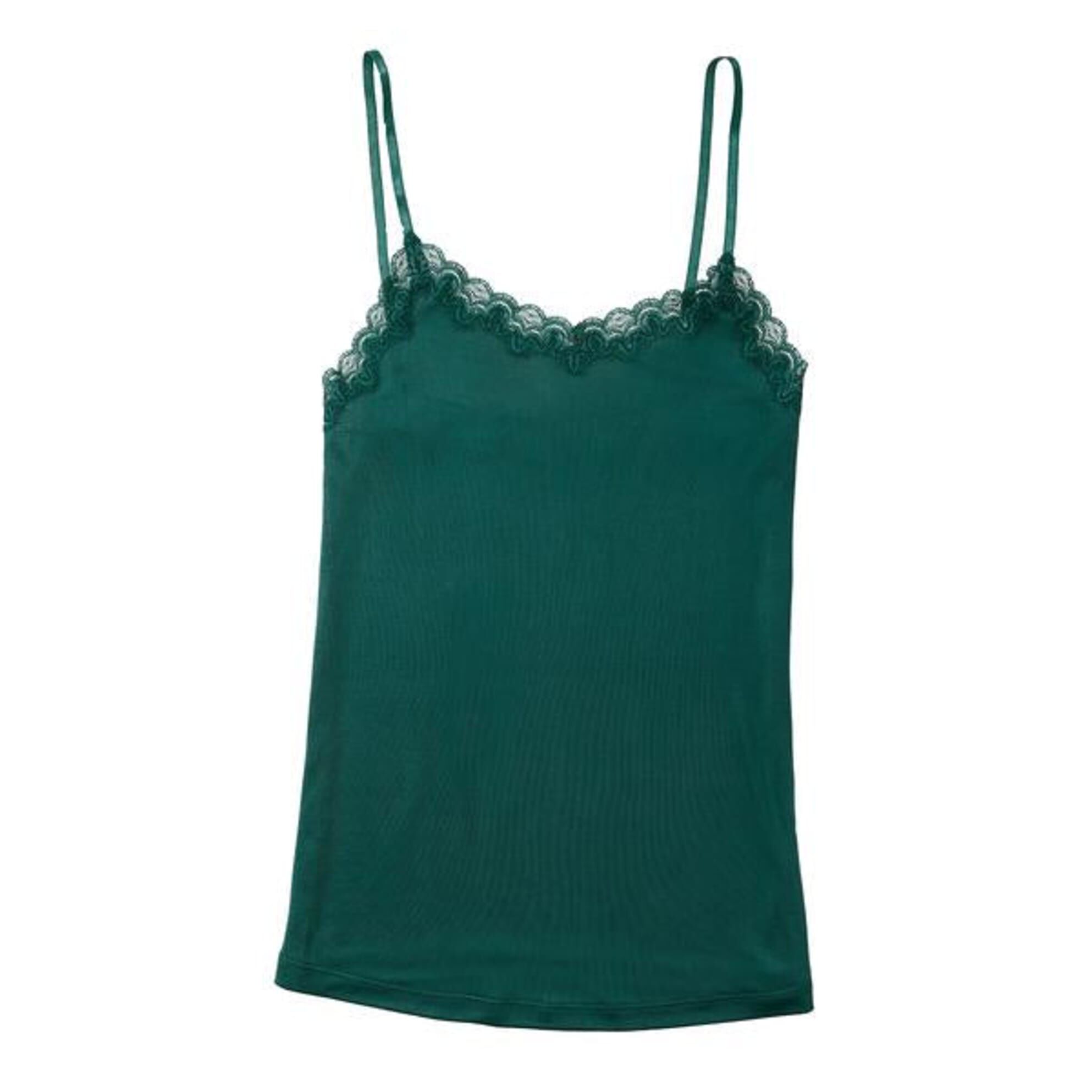 Soft Silk Camisole, Smoke Pine Lace / Hunter Green, hi-res image number 0