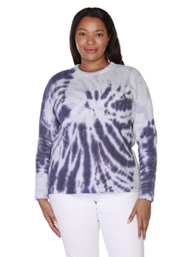 Marley Tie-Dye Pullover Sweater, NavyBlue Haze / White, hi-res image number null