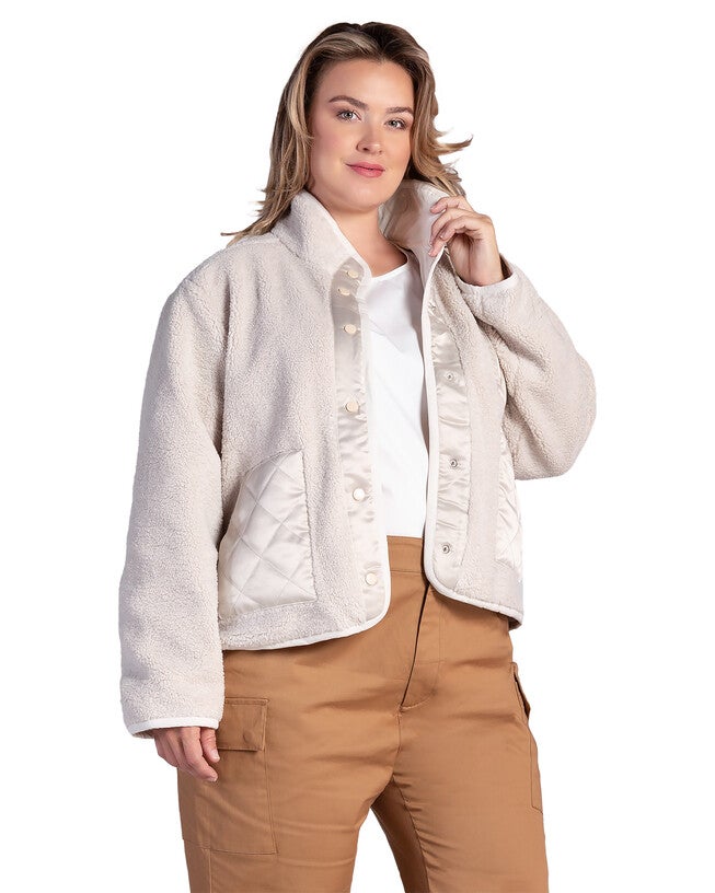 Zozo Womens Plus Size Embroidered Dog Patch Pocket Sherpa Jacket, , alternate image number 6