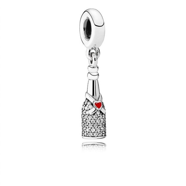 SPARKLING WINE DANGLE CHARM IN SILVER, Silver / Silver, hi-res image number null
