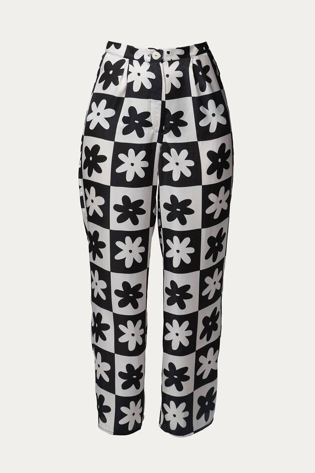 COURTNEY WIDE LEG PANT IN BLACK/WHITE, , alternate image number null