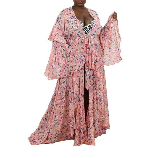 Korinne Deluxe Kaftan Orange Diamond Print, Orange / Orange, alternate image number null