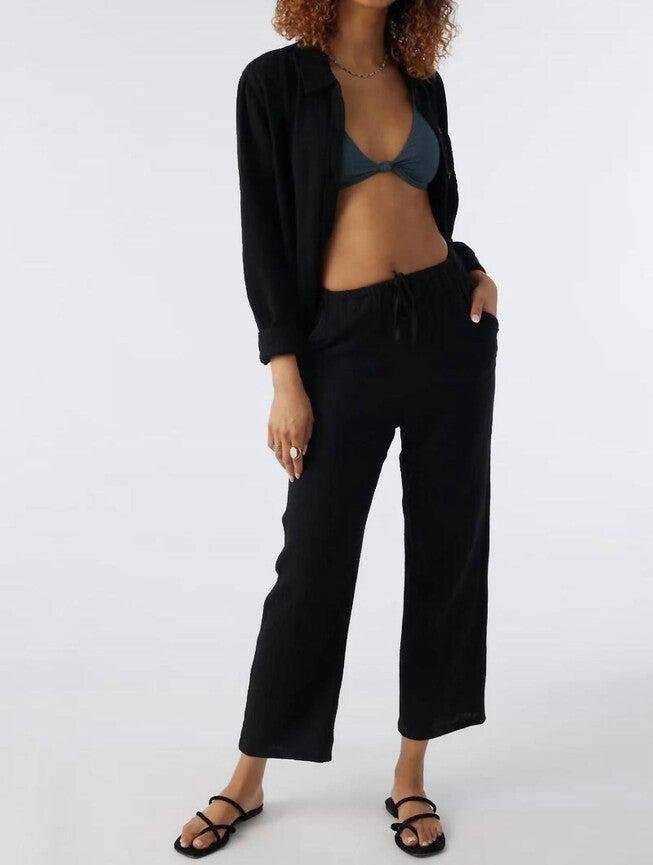 O'NEILL BRENDA DOUBLE GAUZE PANTS IN BLACK, Black / Black, alternate image number null