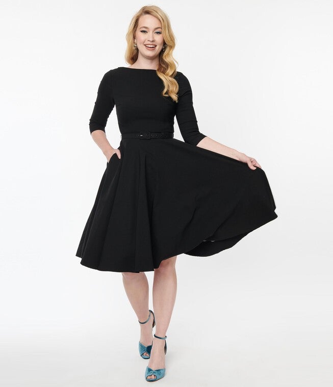 Unique Vintage Black Devon Swing Dress, , alternate image number 8