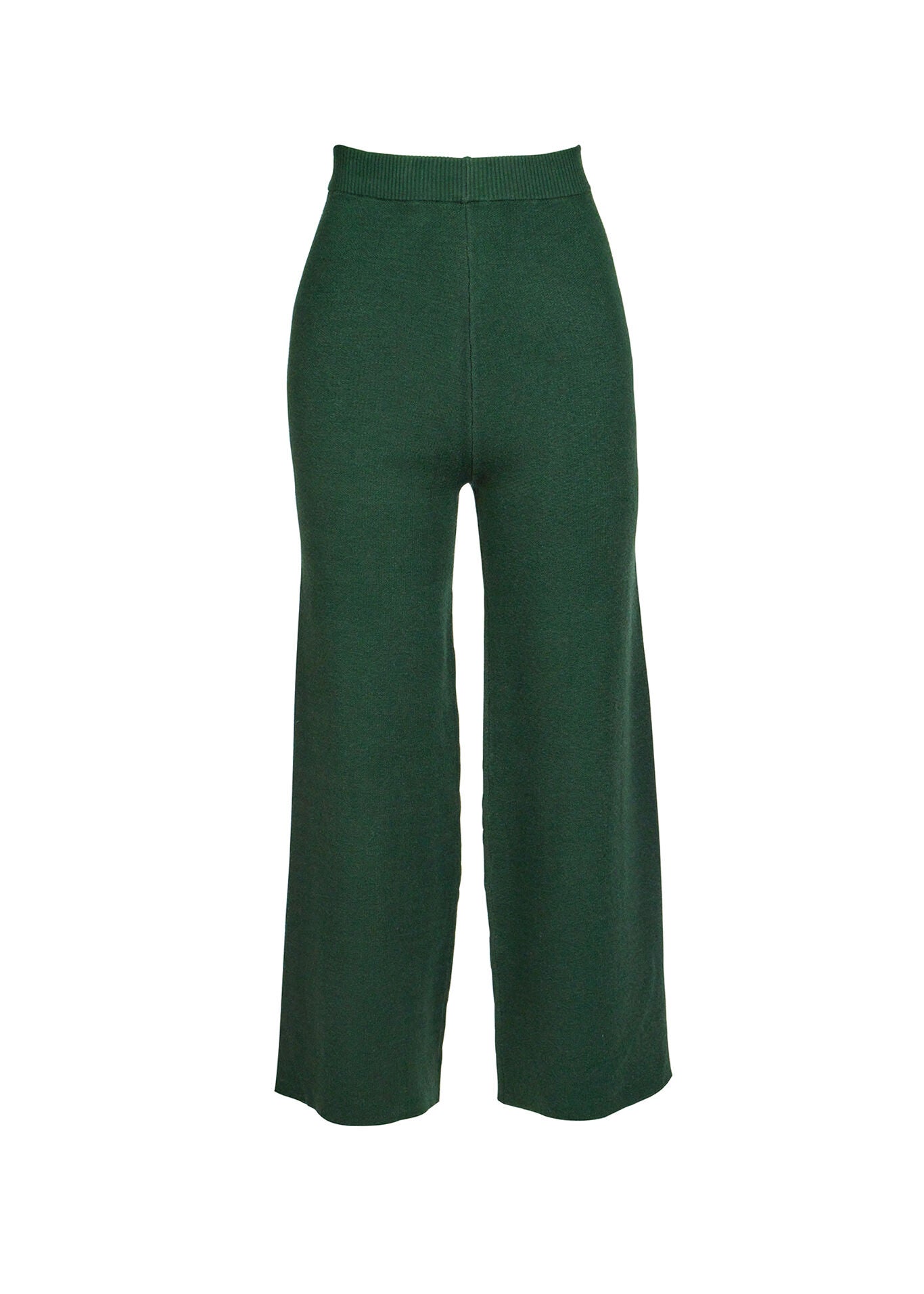 Knit Wide Leg Cropped Pant, Green / Forest Green, hi-res image number 0