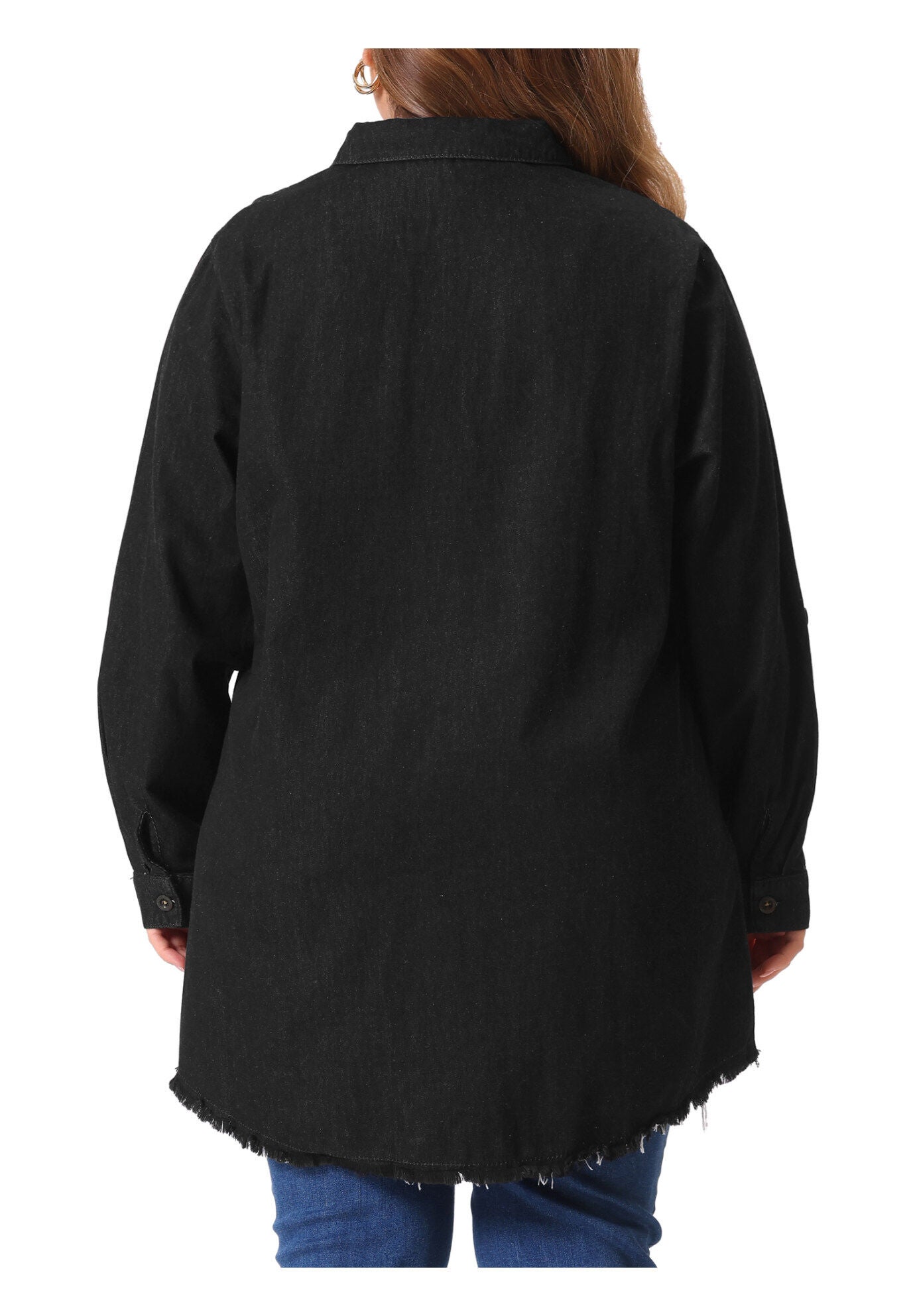 CHAMBRAY TOP BUTTON DOWN DENIM SHIRT, Black / Black, alternate image number 3