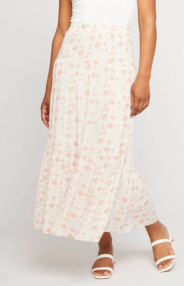 TEIGAN MIDI SKIRT IN SORBET DELICATE FLORAL, Sorbet Delicate Floral / White, hi-res image number 0