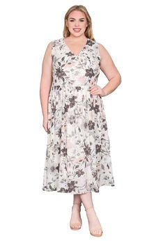 Floral Print Sleeveless V-Neck Maxi A-Line Dress