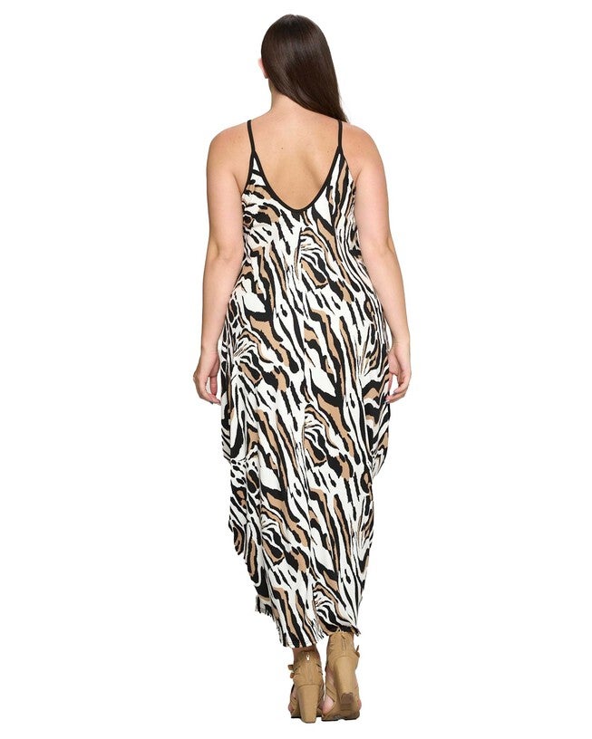 TIGER STRIPE DRESS, IvoryBlackTaupe / Ivory, alternate image number 2