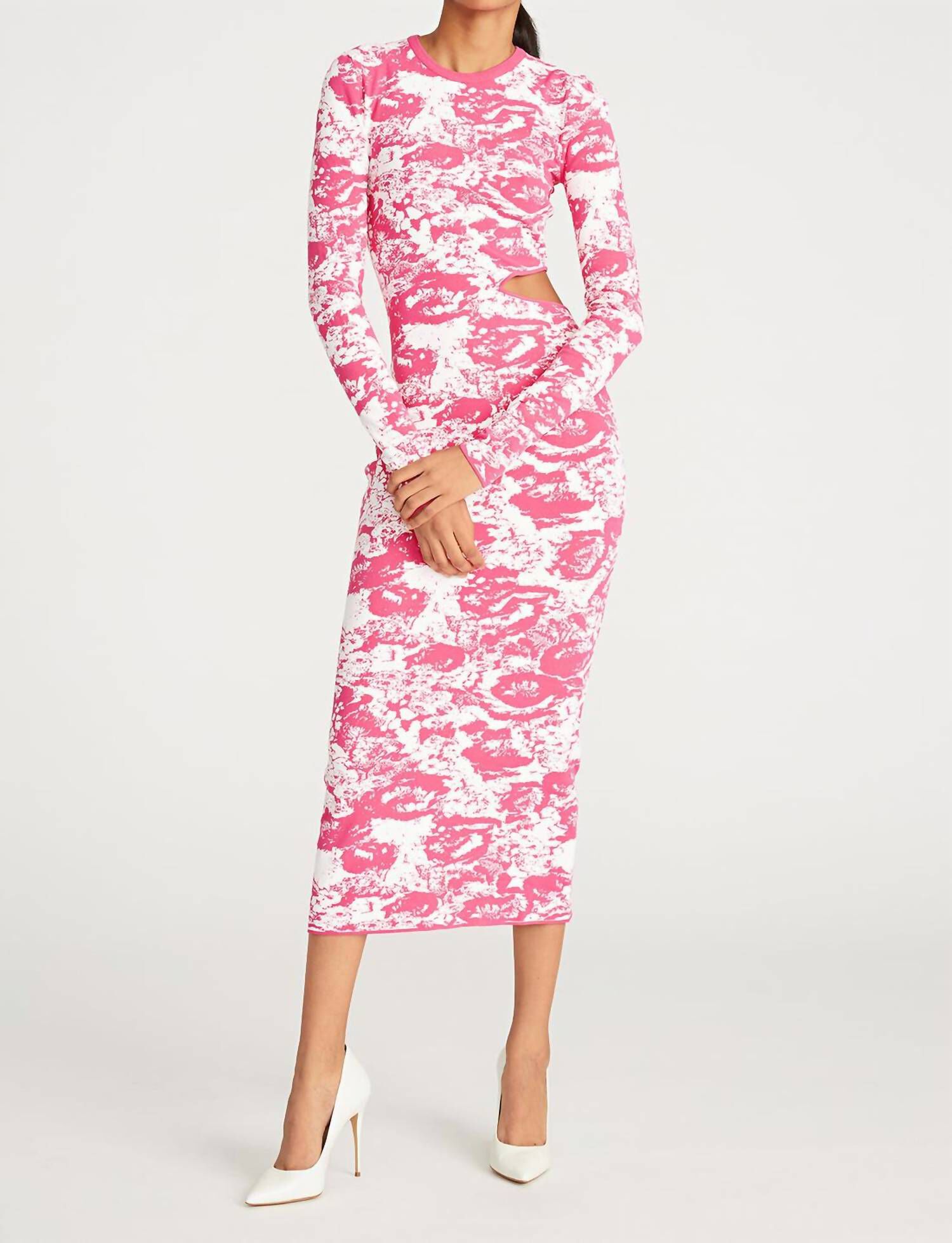 COOPER CUTOUT DRESS IN MELON TWO TONE SKETCH FLORAL, , alternate image number 9