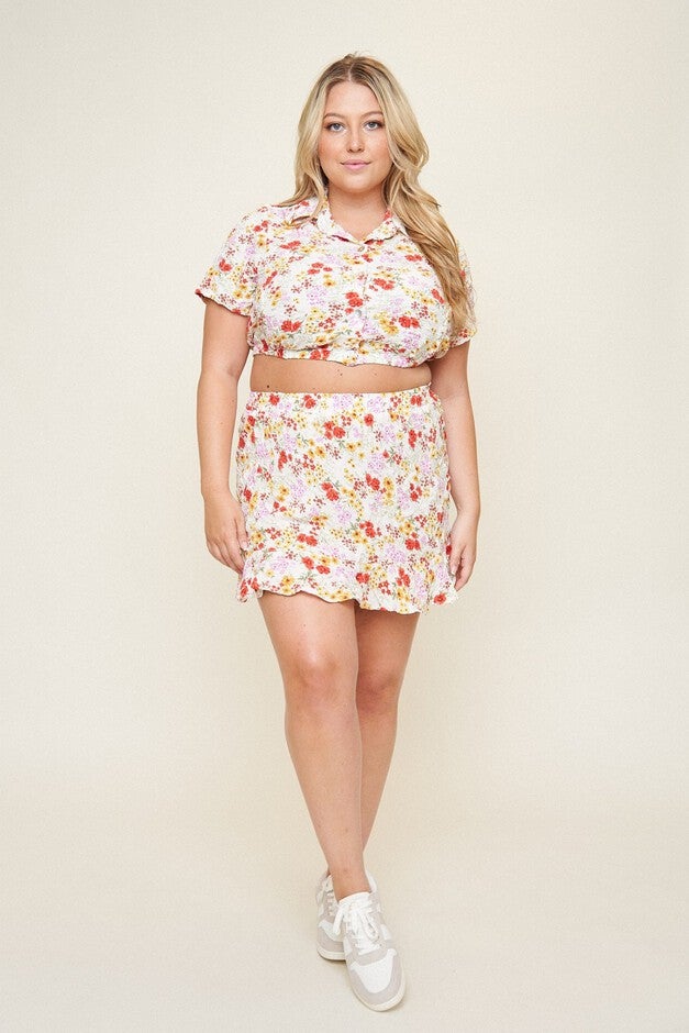 Rachel Mini Skirt, Floral / White, hi-res image number null