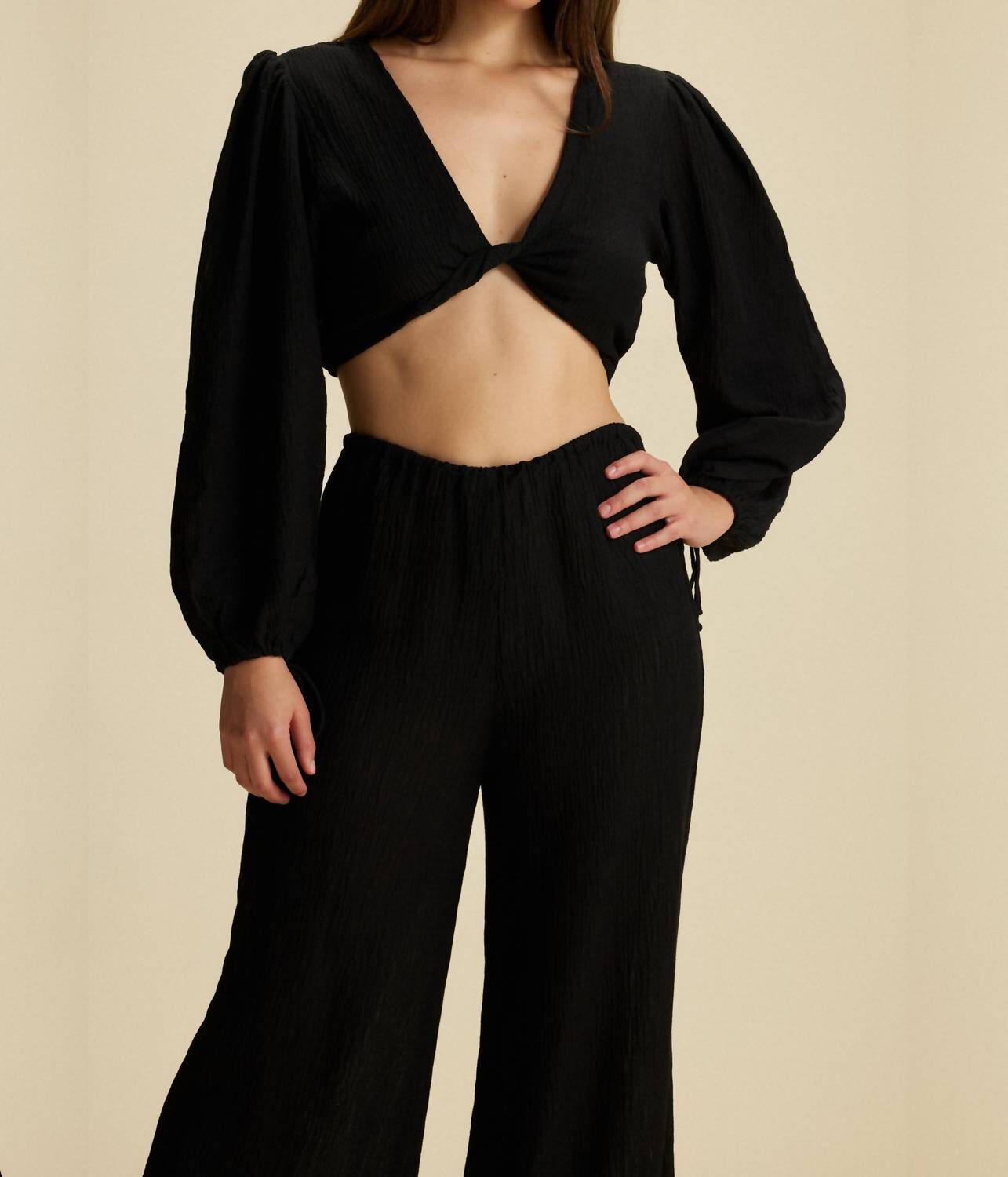 PALMERA TOP IN BLACK, Black / Black, hi-res image number 0