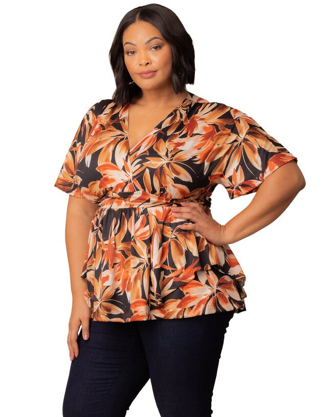 Encore Print Top, HARVEST FEST / Orange, alternate image number 3