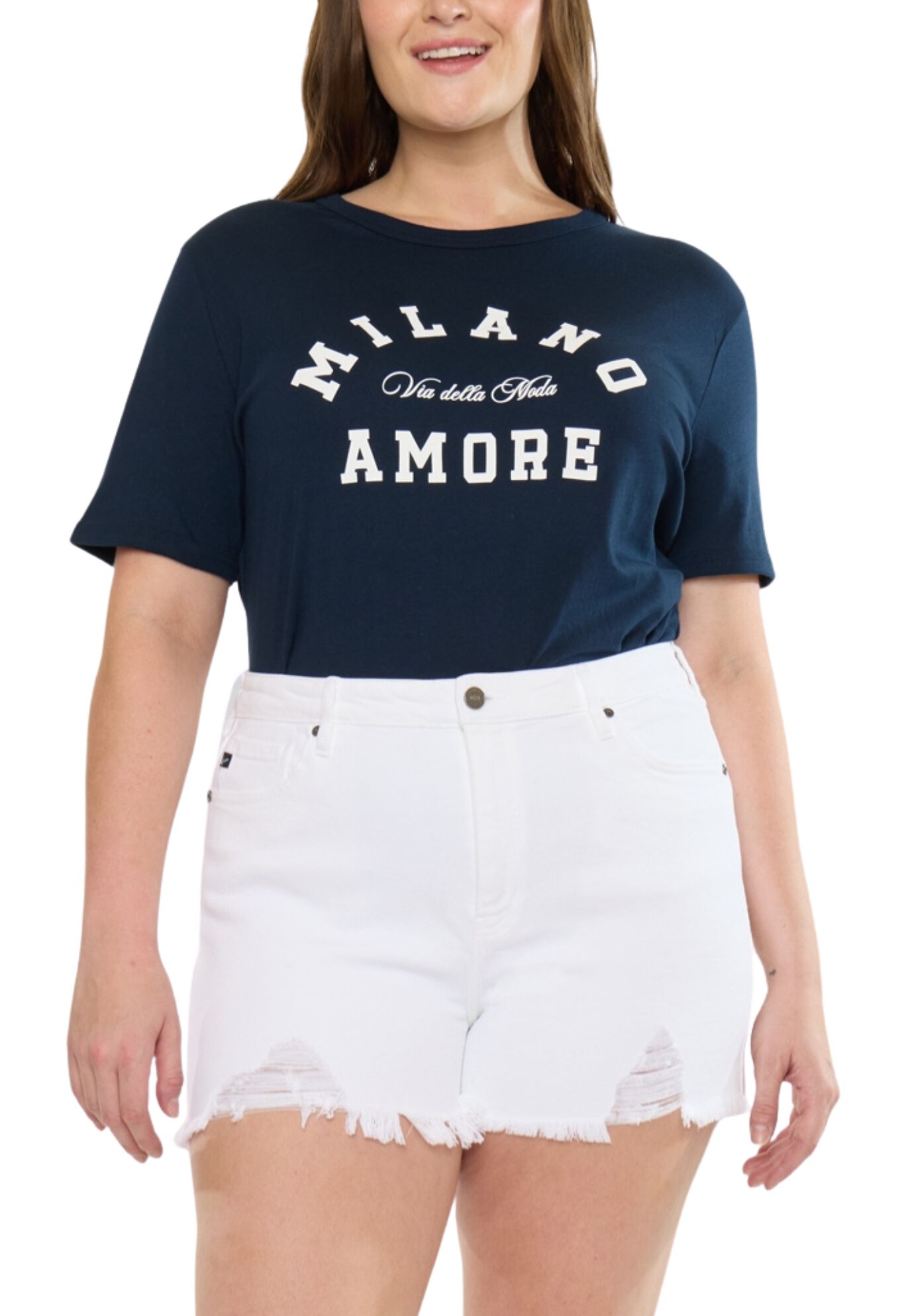 Cleo High Rise Shorts (Plus Size), White / White, alternate image number 2