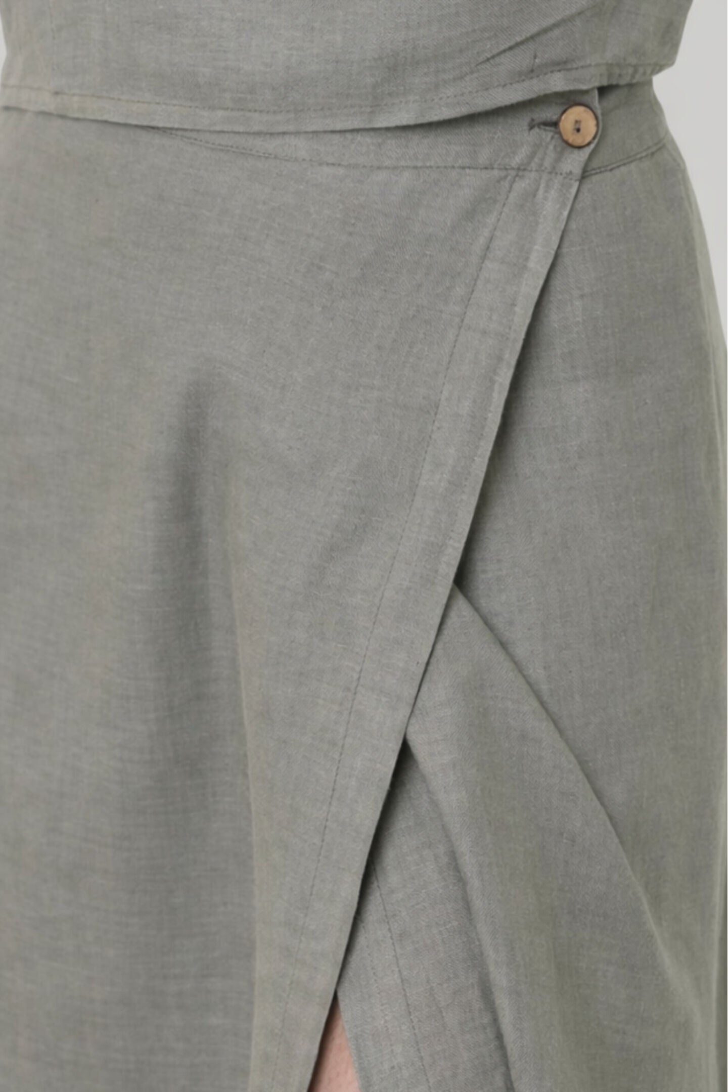 Overlap Midi Skirt, Hemp Dark Green / Light Green, alternate image number 4