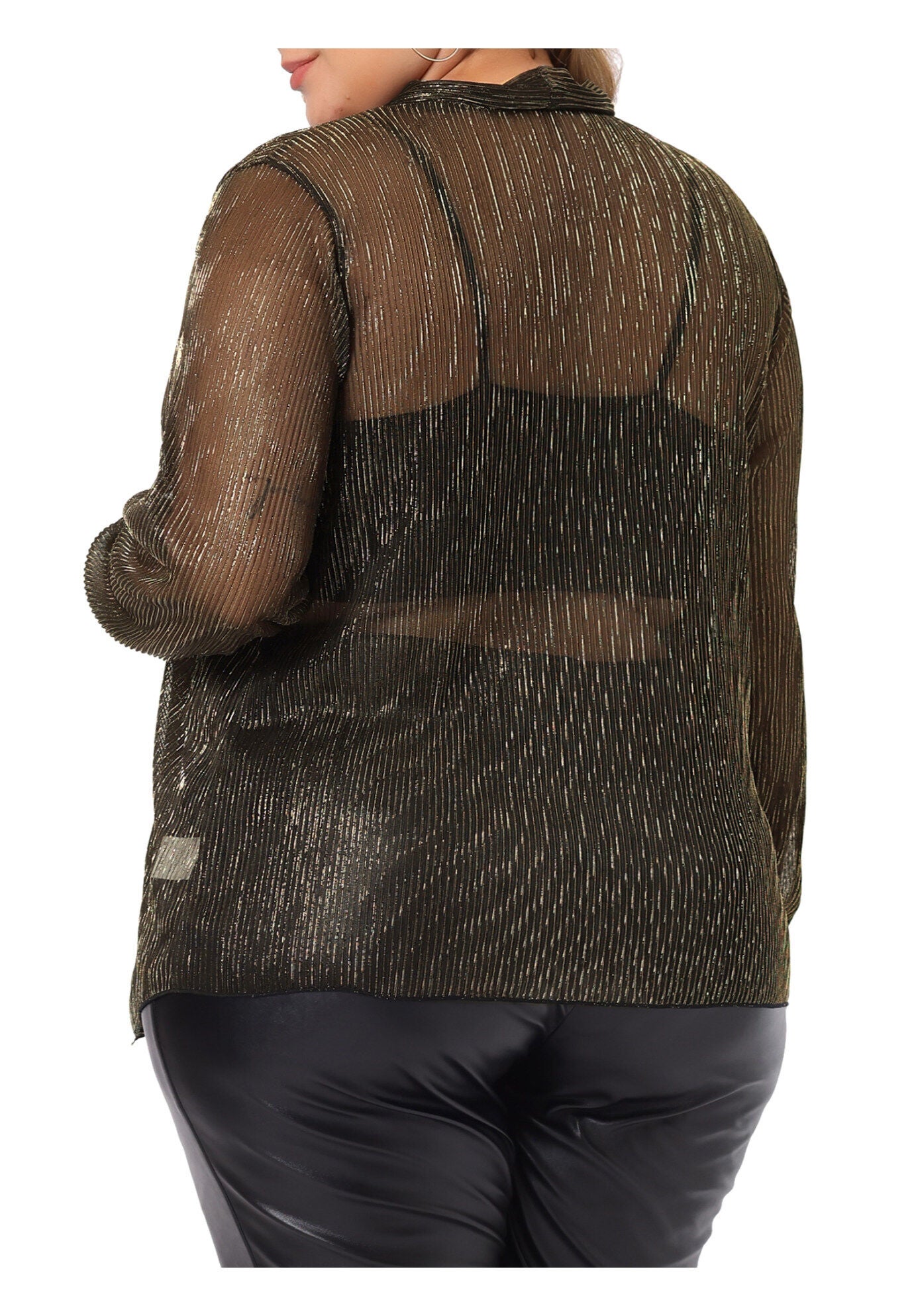 SHEER OPEN FRONT LONG SLEEVE GLITTER OUTWEAR, Gold / Gold, alternate image number 3