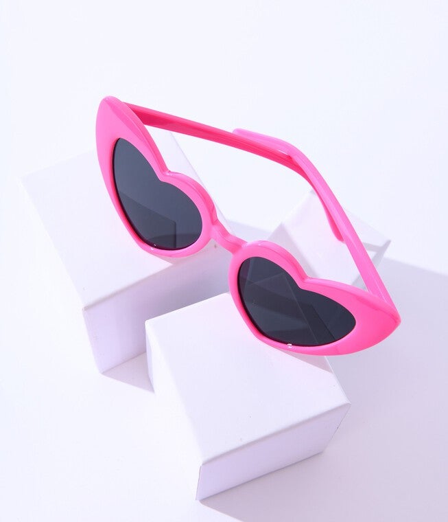 Unique Vintage Hot Pink Heart Sunglasses, , alternate image number null