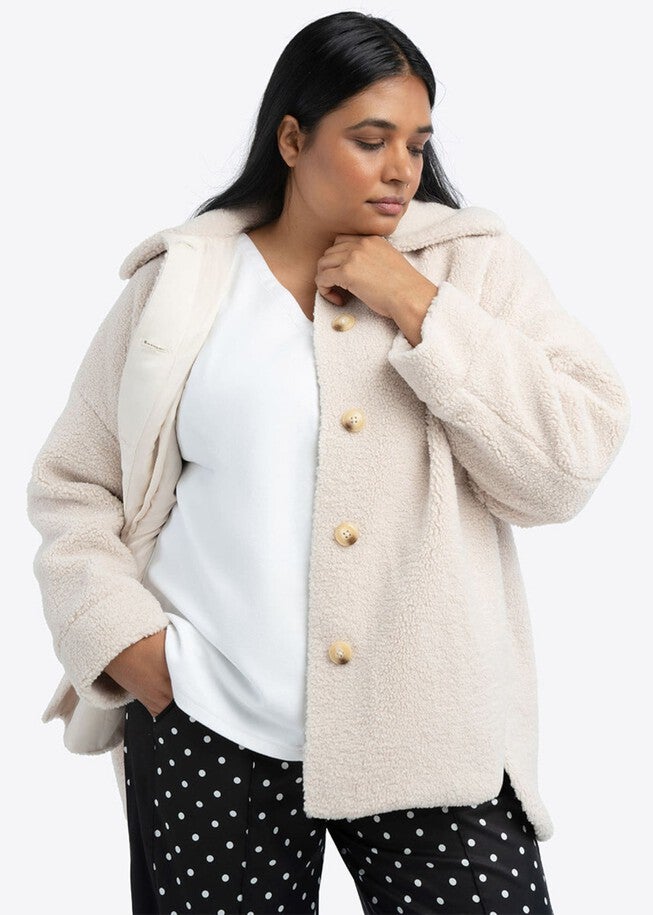 TEDDY BEAR SHIRT JACKET, Cloud / Beige, alternate image number 4