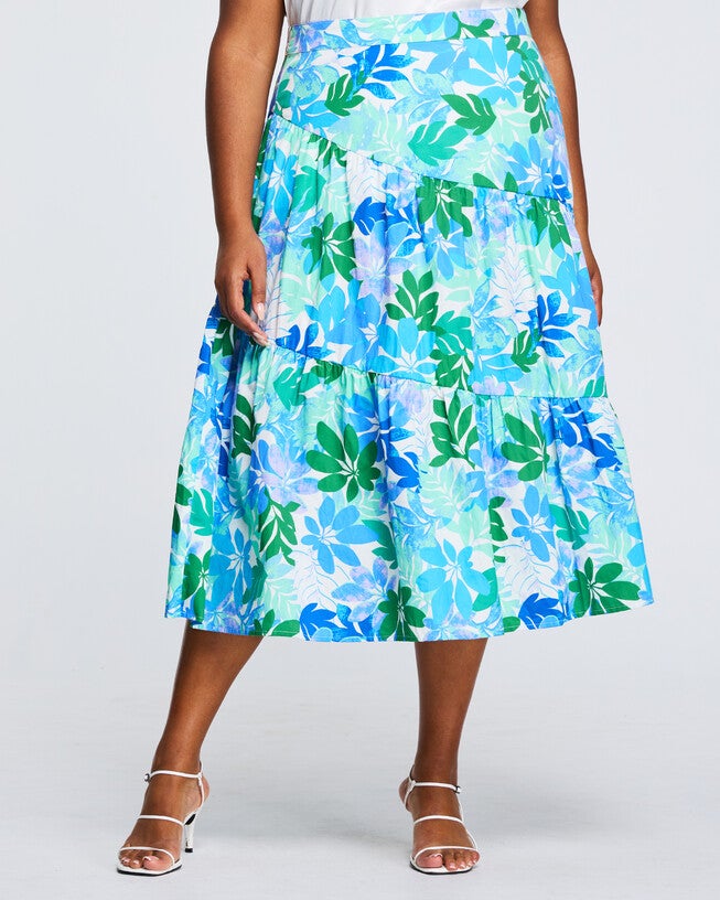 Travola Blue Tiered Skirt, Print / Azure Blue, hi-res image number 0