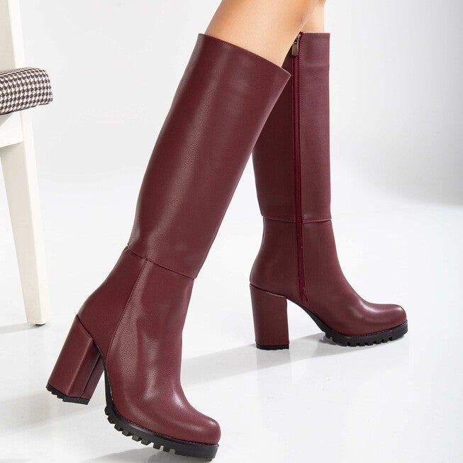 ALIZE - BURGUNDY CALF PLATFORM BOOTS, BURGUNDY / Burgundy, alternate image number 2