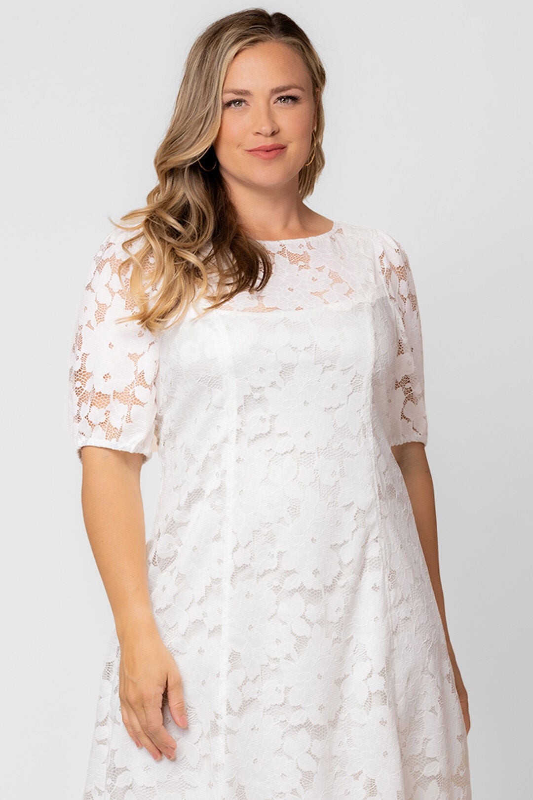 Emma Lace Shift Dress, White / White, alternate image number 2