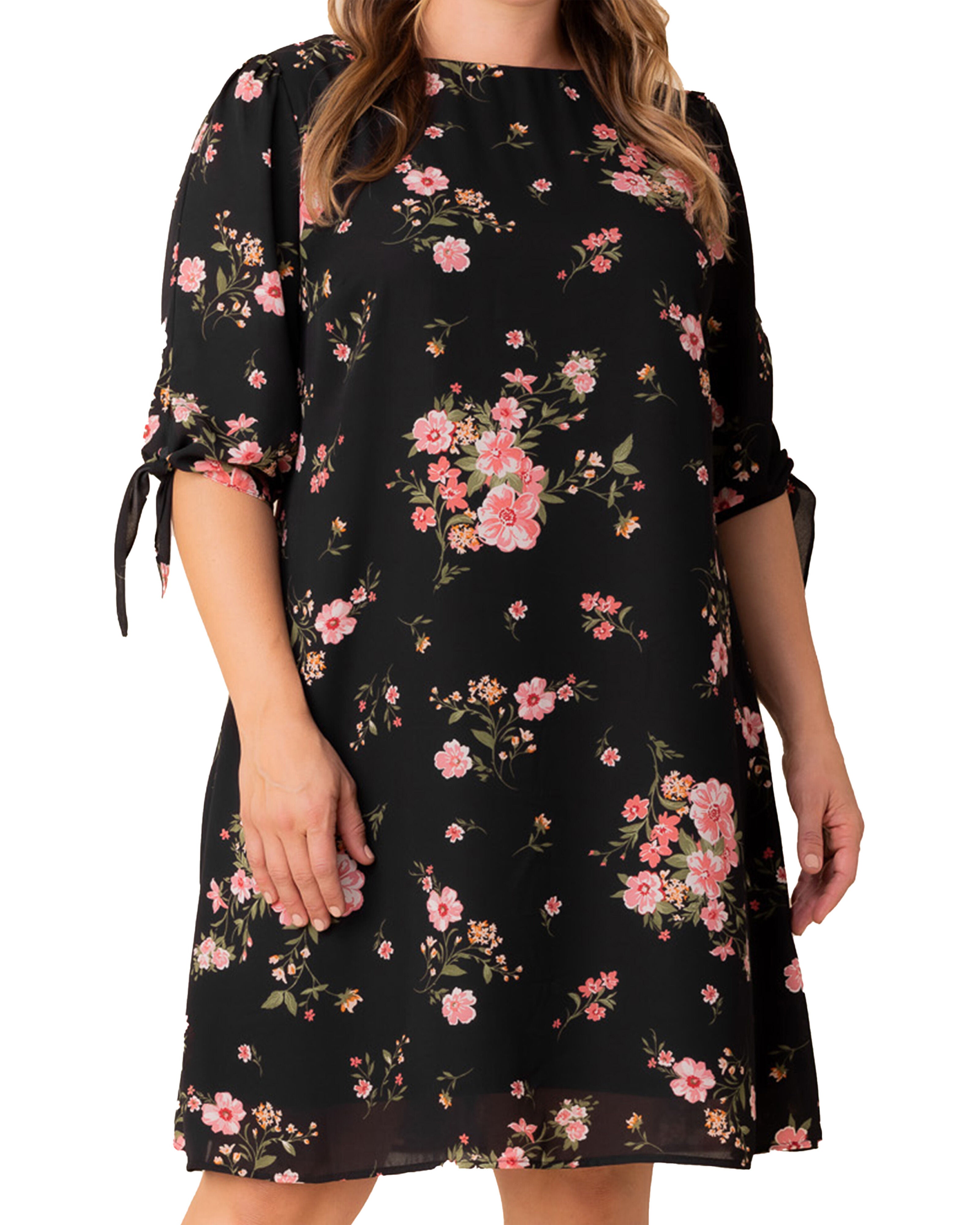 Manhattan Shift Dress, MIDNIGHT PINK POPPIES / Black, alternate image number 2