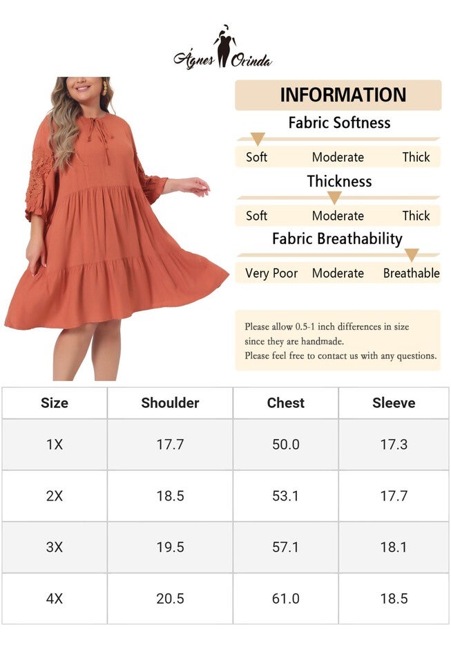 TIE NECK LACE SLEEVE RUFFLE MIDI FLOWY DRESS, Orange / Burnt Orange, alternate image number 4